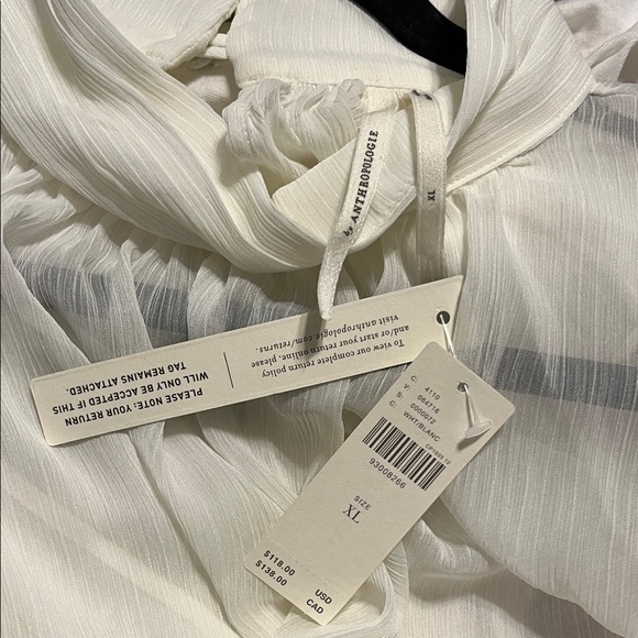 Anthropologie White Sheer Blouse - Picture 2 of 6